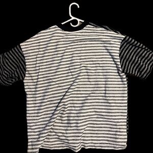 All Saints - Black and White Stripe Oversized Ricky T-Shirt